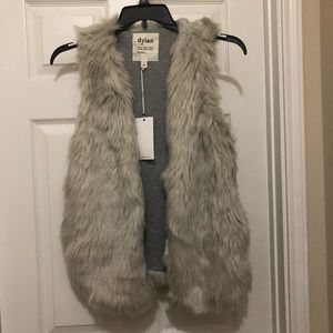 NWT Dylan Los Angeles Open front beige fur vest XS